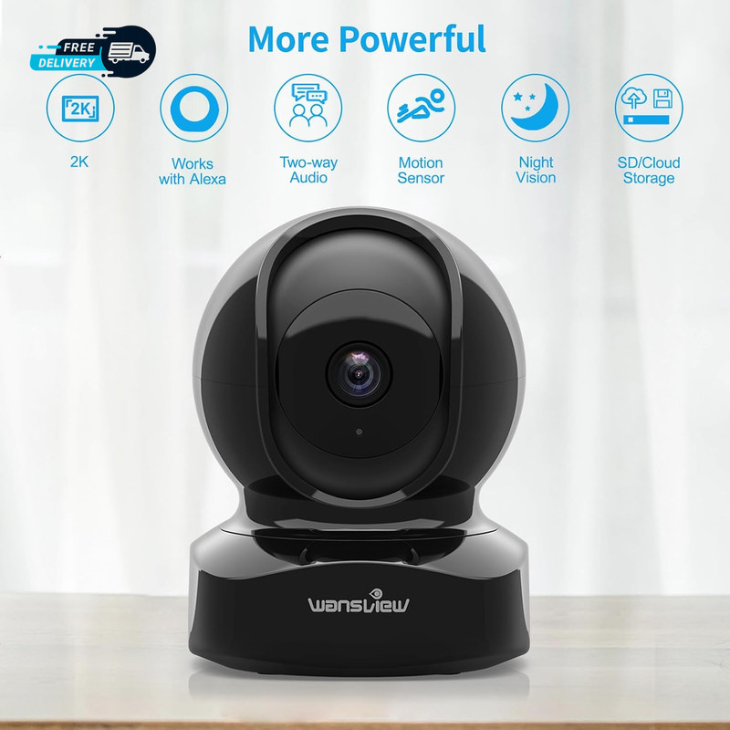 Cameras for Home Security, 2K IP Camera, Wifi Home Indoor Camera for Baby/Pet/Na gallery