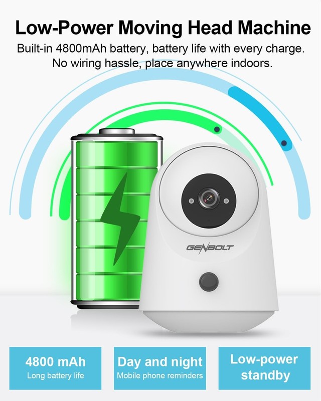 2K WiFi Indoor Security Camera - Wireless Pan Tilt Pet & Baby Monitor, 5000mAh B gallery