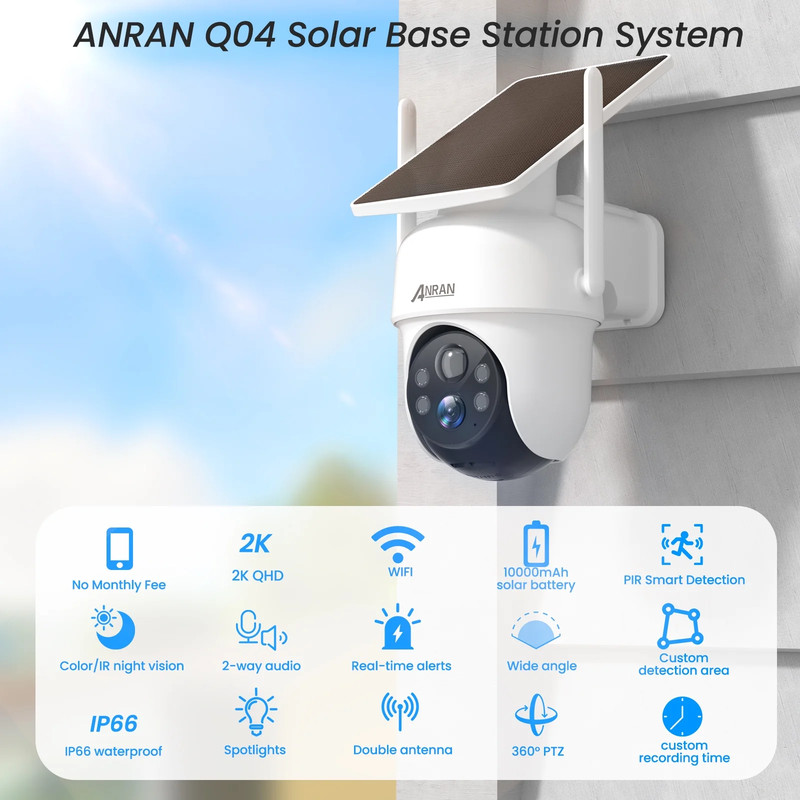 2K/4MP Solar Security Camera with Base Station, Spotlight, Expandable Local Stor gallery