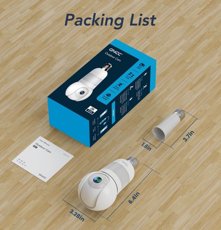 2K Light Bulb Security Camera - Outdoor, 2.4GHz, Night Vision, 2-Way Audio, Easy gallery