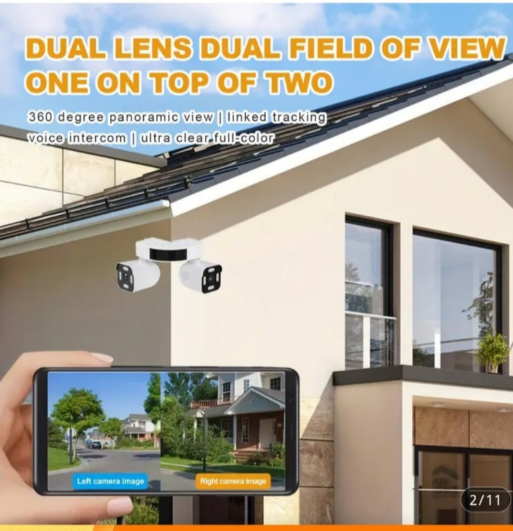 'with 64G Card '2.4Ghz Wifi Premium Outdoor/Indoor , 3K HD 8MP Double Lens PTZ , gallery