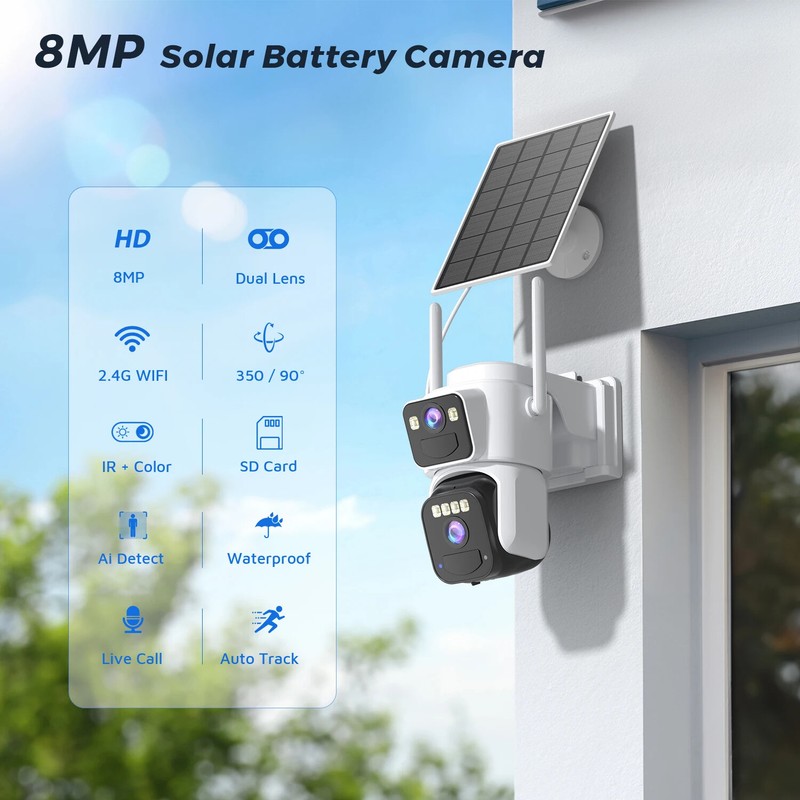 8MP Solar Wifi Camera PTZ Outdoor 4K Human Detection CCTV Surveillance Camera gallery