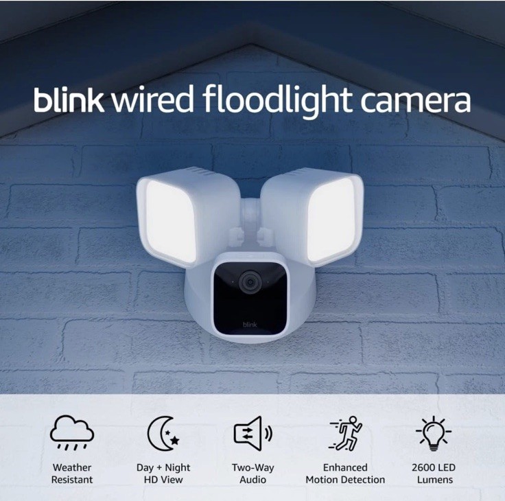 Wired Floodlight Camera - Smart Security Camera, 2600 Lumens, HD New