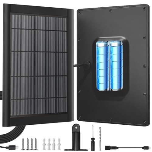 5W Solar Panel Charger with 3500mWh Internal Battery Compatible 1Pack -Black