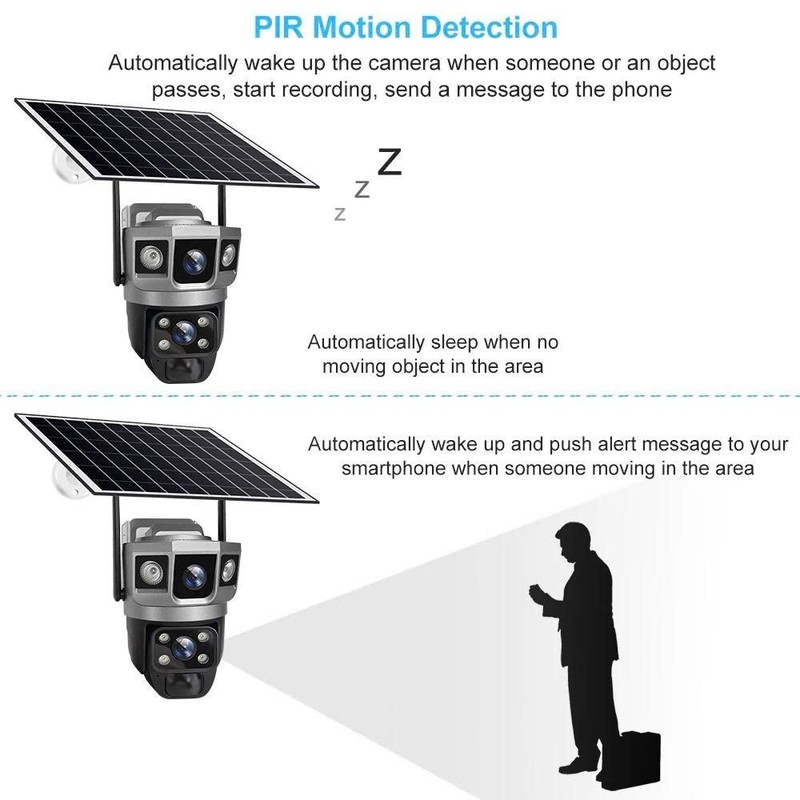 Solar Camera Outdoor Wireless 12MP WiFi 360° PTZ Security 10X Zoom PTZ CCTV gallery