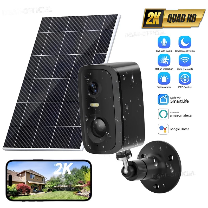 White Solar Security Camera Wireless Outdoor 2K WiFi 5G/2.4G Battery CL30
