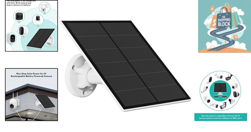 5V USB Solar Panel Charger for Outdoor Security Cameras, Waterproof, 9.8ft C... gallery