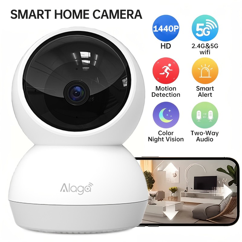 Alaga 2K 1440p Indoor Security Camera WiFi AI Motion 2-Way Audio NightVision