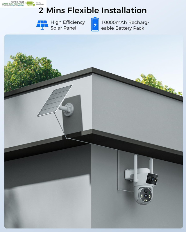 Solar Dual Lens Security Cameras Wireless Outdoor, Home Dual Lens Security Camer gallery