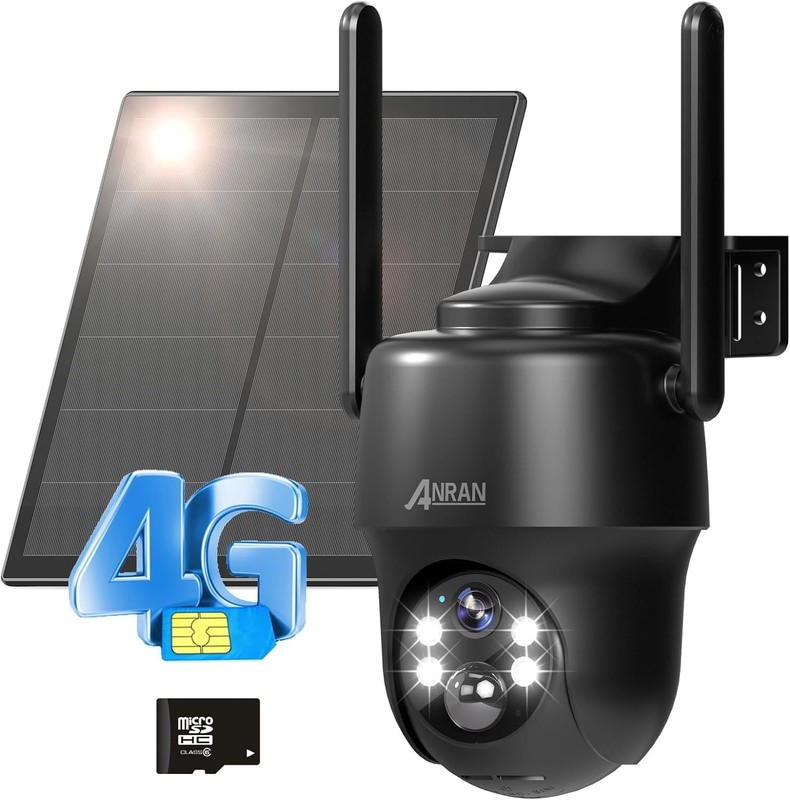 4G LTE Cellular Solar Security Camera Wireless Outdoor 3MP 2K 360 View