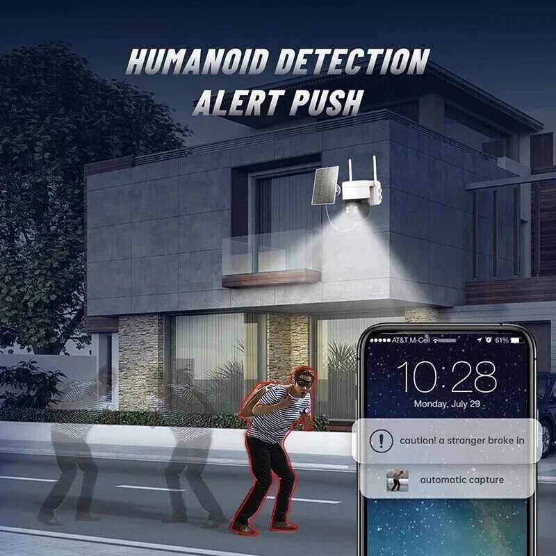 360° Security Camera PTZ WiFi IP Solar Powered Energy CCTV Home Outdoor Wireless gallery