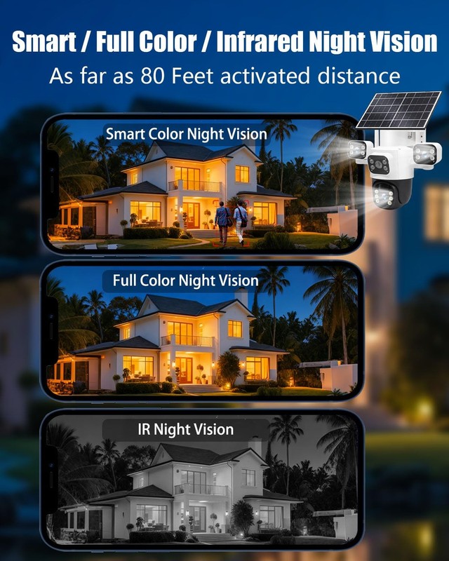 Triple-Lens Solar Camera Wireless Outdoor PIR Human Detect and Auto Track gallery