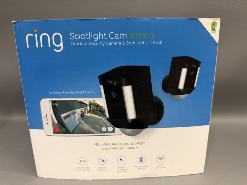 Ring Spotlight Cam Battery Outdoor Security Camera – Black Pack of 2