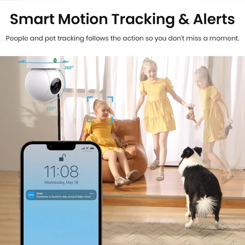 2K 360-Degree Indoor Security Camera - Smart Motion Tracking & Alexa Compatible gallery