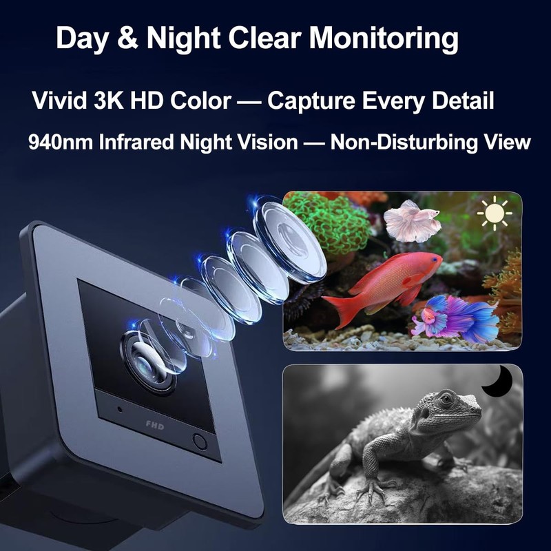 2K HD Aquarium Camera for Fish: Tanks Reptile Terrariums Camera - Anti-Glare ... gallery
