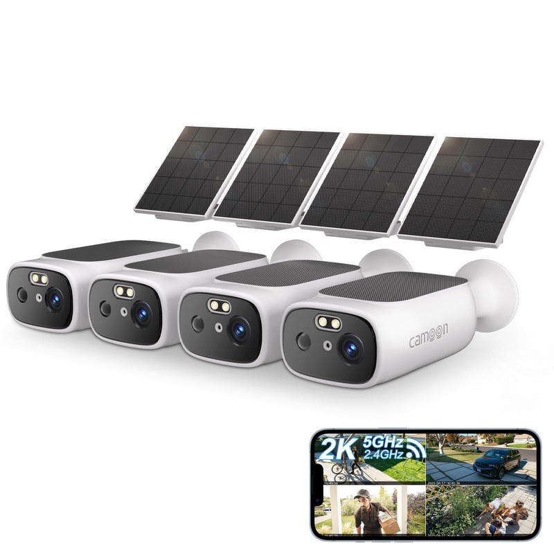 2K Solar Security Cameras Wireless Outdoor-2.4/5Ghz WiFi Cameras for Home Sec…