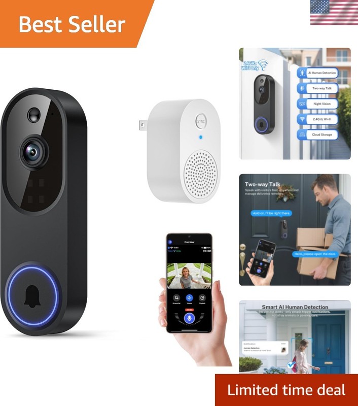 Outdoor 1080p Wireless Doorbell with Night Vision – Weather-Resistant Design