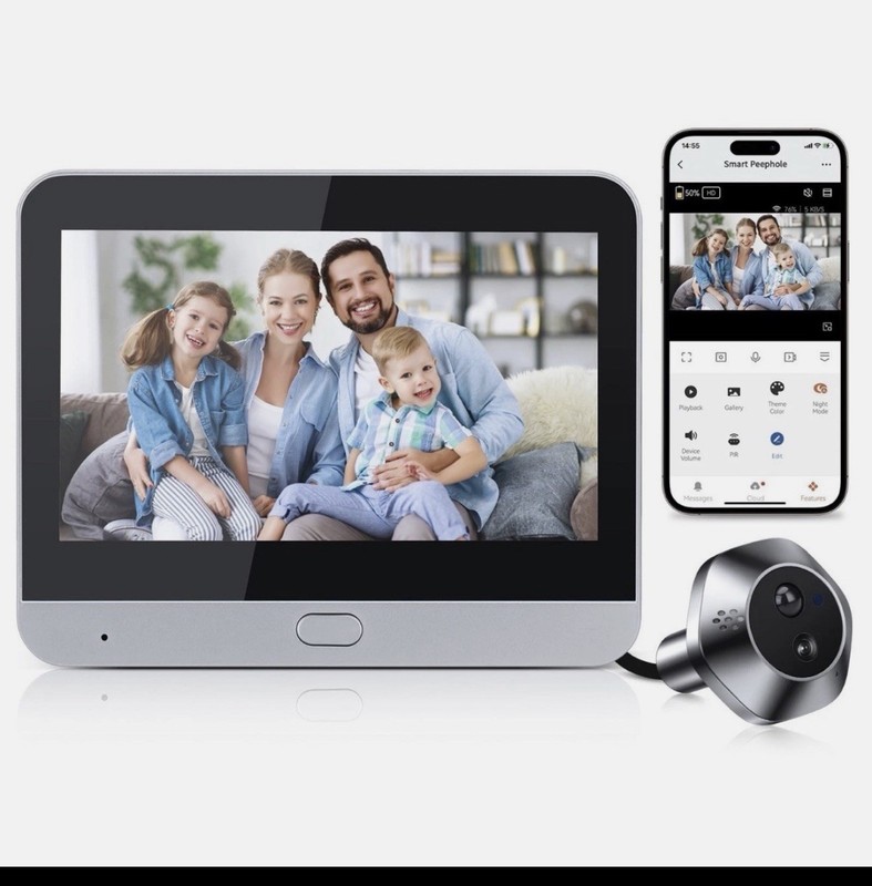 Video Doorbell Camera Door Viewer with 4.3″ Color Monitor, 1080P HD Wireless …