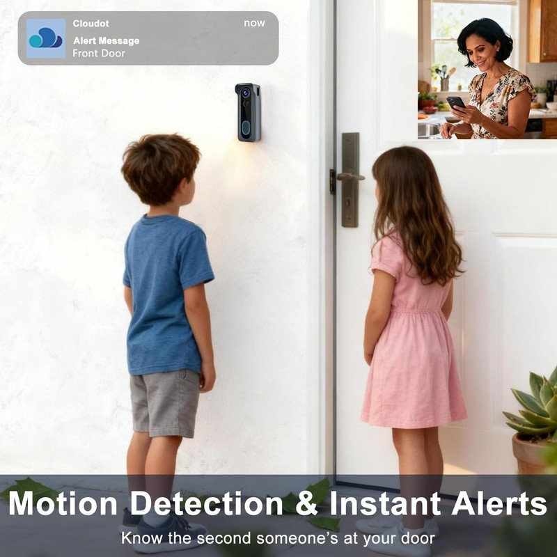 Doorbell Camera Wireless with Chime -2K HD Video AI Motion Detection, Two - W... gallery