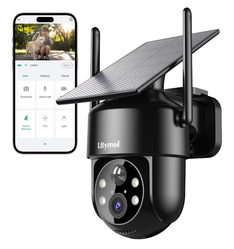 2K 2.4g WiFi Security Cameras Wireless Outdoor, 360° View Solar Cameras for Home