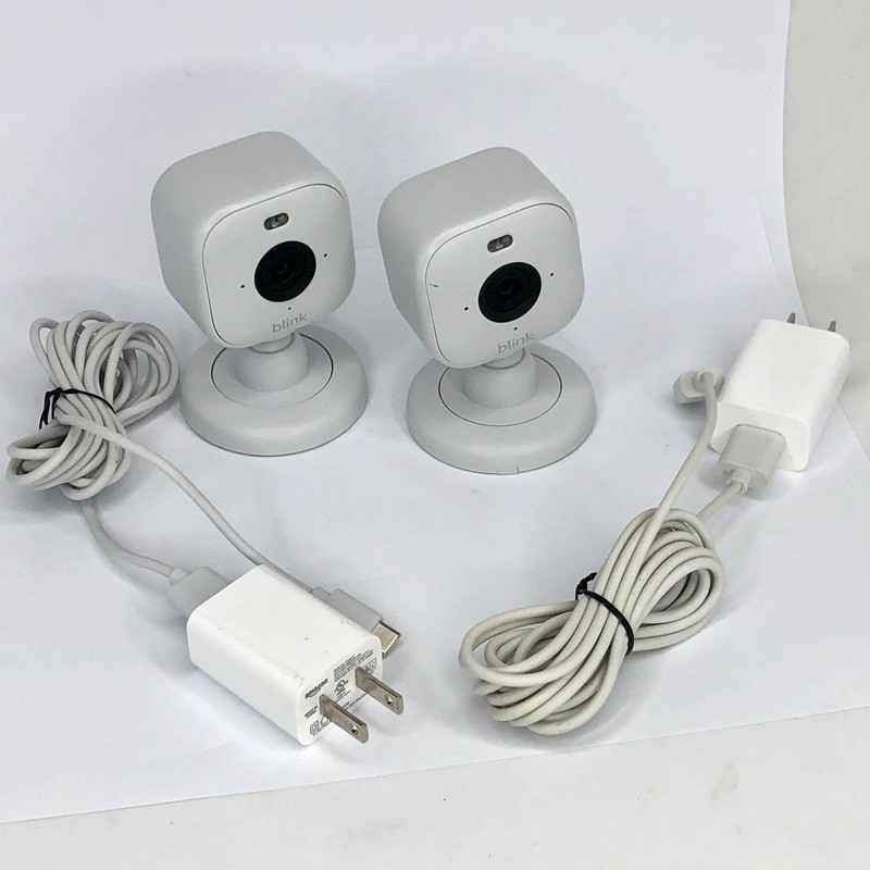 LOT OF 2 Blink Mini 2 1080p Security HD Cameras White w/ Power Adapters