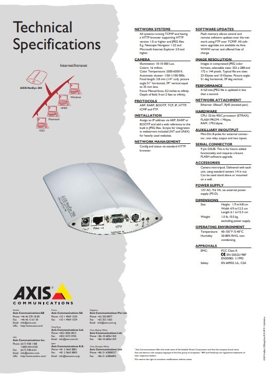 Axis NetEye 200 Network Camera gallery