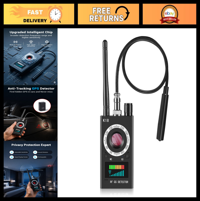 3-in-1 Hidden Camera & GPS Tracker Detector, RF Bug Finder, Long Battery Life fo