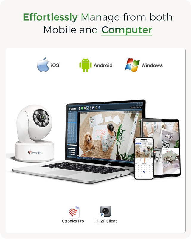 4K Indoor Security Camera, Auto Tracking, Night Vision, AI Detection, 24/7 Recor gallery