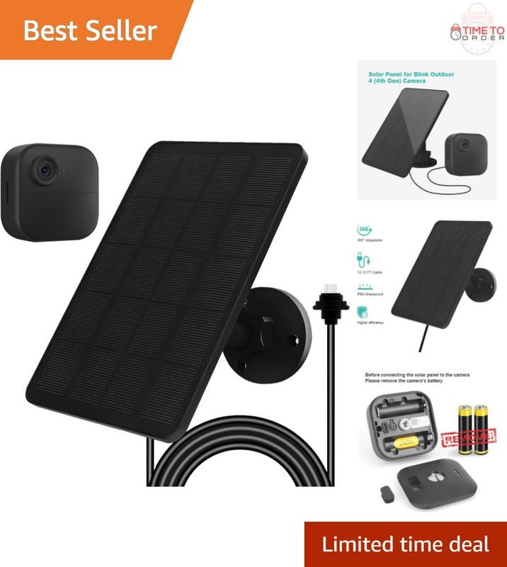 Solar Panel 4W Waterproof for Blink Outdoor 4 Camera High Efficiency USB-C