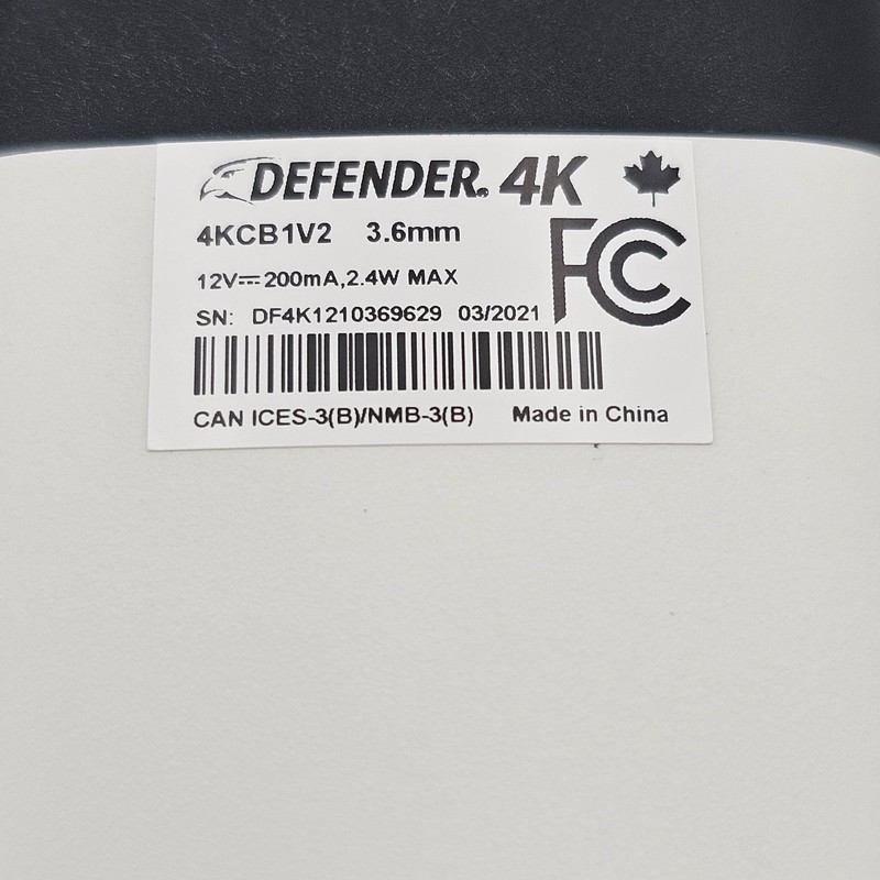 Defender 4K Wired Bullet Security Camera 3.6mm Lens 4KCB1V2 White Black gallery
