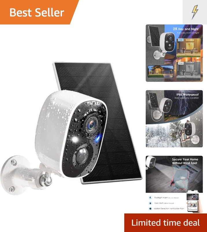 2K Wireless Solar Security Camera with Color Night Vision & Motion Detection
