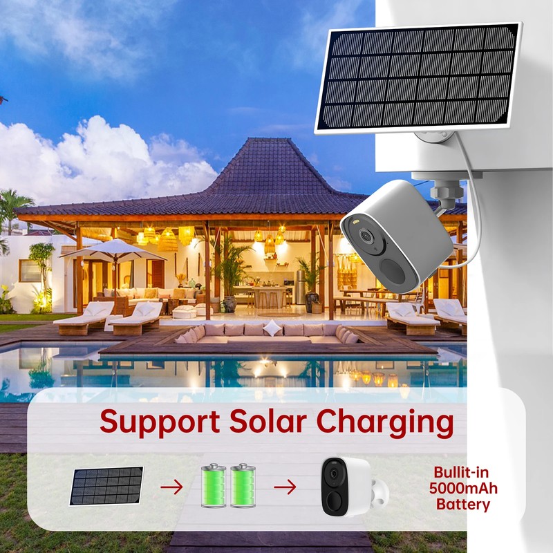 4MP WiFi Solar Battery Camera Outdoor PIR Human Detection Security Surveillance gallery