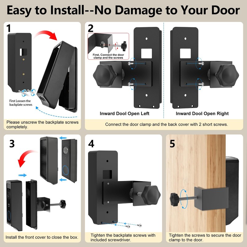 No-Drill Adjustable Mounting Bracket Anti-Theft Video Doorbell Eufy E340 Wyze gallery