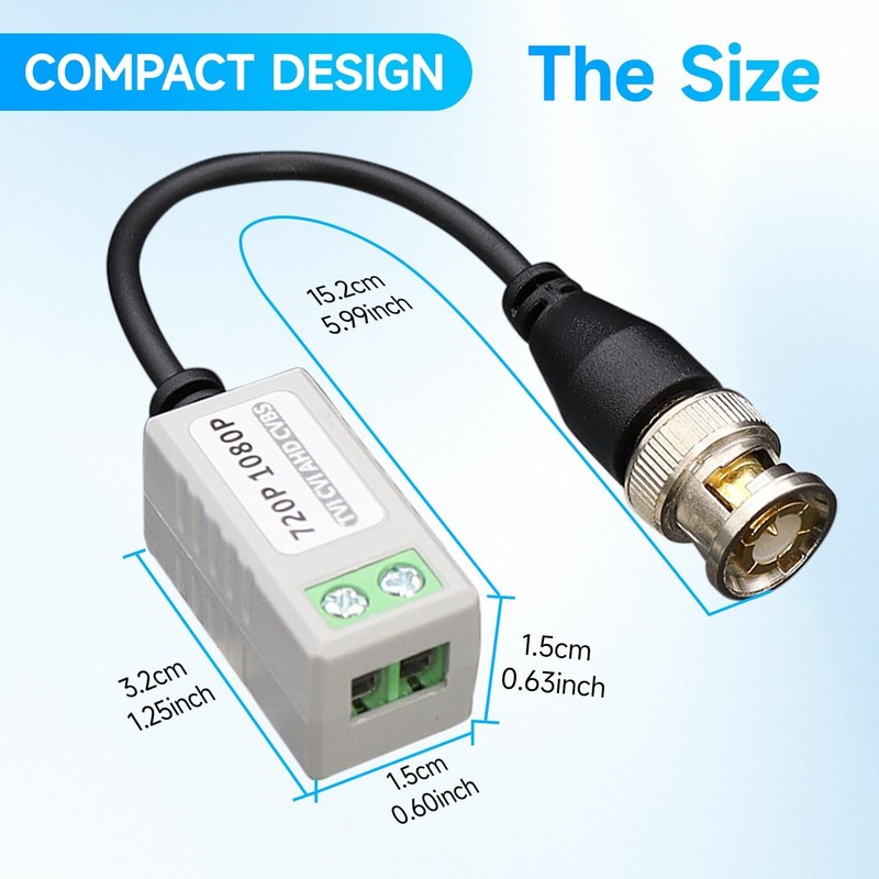 ANLINK 5 Pairs (10PCS) Passive Video Balun Connector, HD 5 Pairs-2MP, Grey gallery