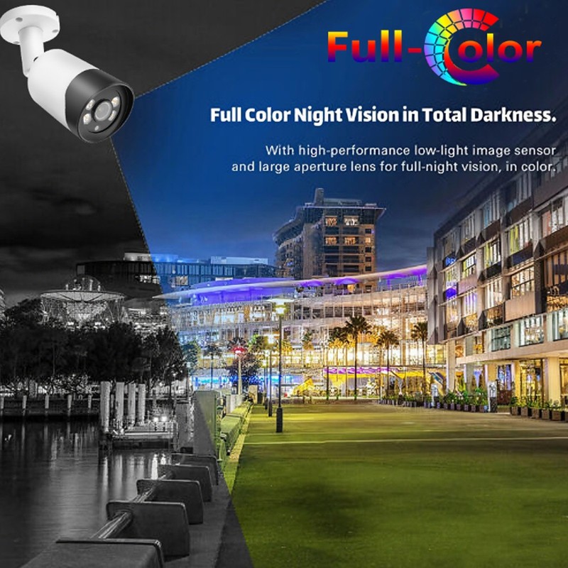 vikylin 4K 8MP 5MP Full Color Night Vision IP Camera POE Security Bullet w/MIC gallery