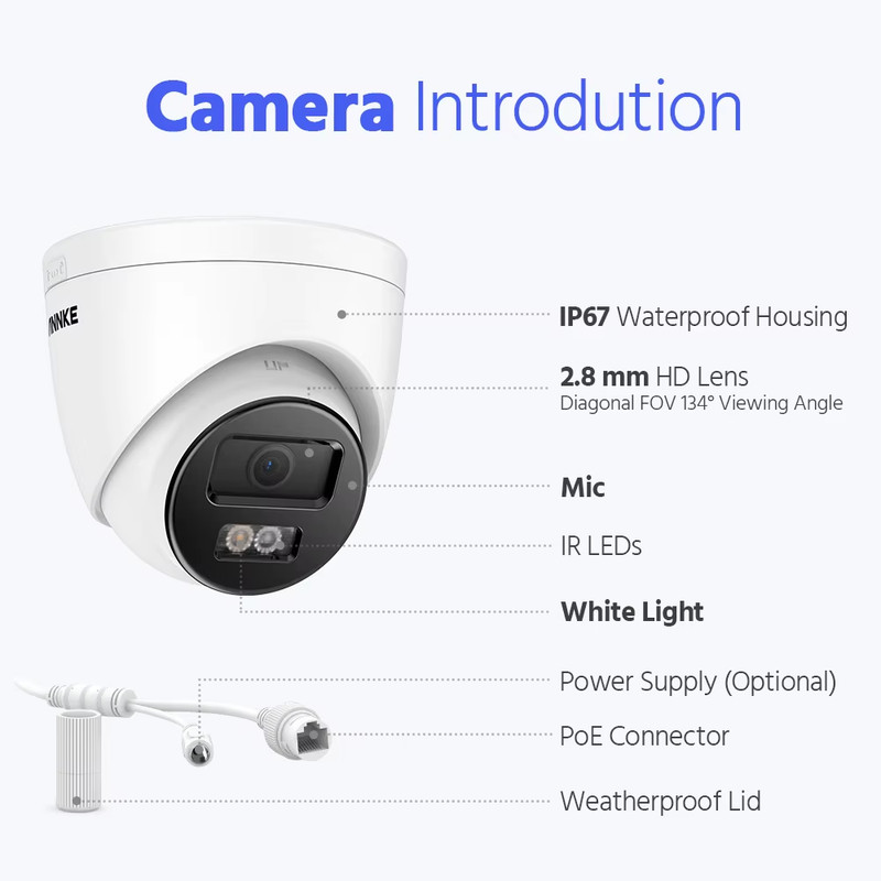 Annke 12MP HD IP Security Camera Poe Light Audio Fixed Human Vehicle Detection H gallery