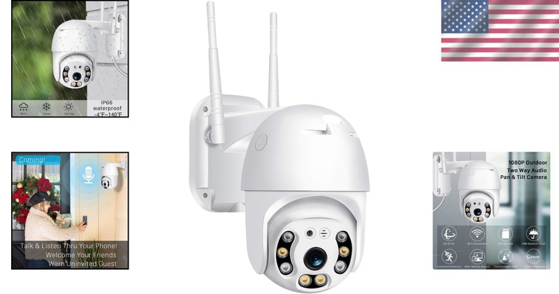 1080P Outdoor WiFi Security Camera with Pan-Tilt, Night Vision, Two-Way Audio... gallery