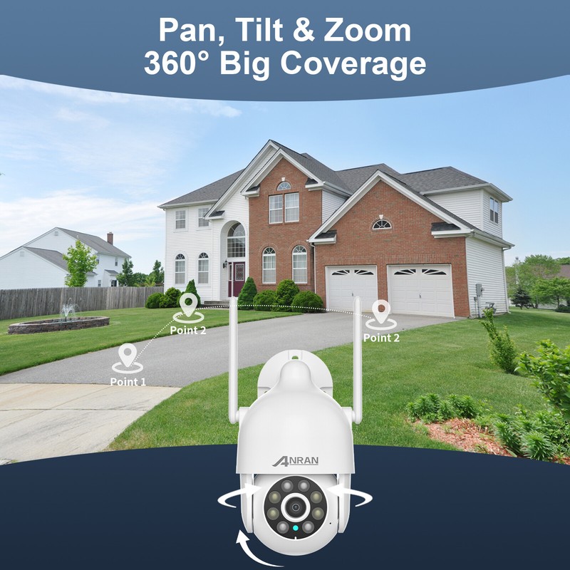 ANRAN Wireless Security Camera 5MP PTZ WiFi Dome Cam 2 Way Audio Outdoor Home HD gallery
