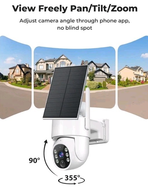 4MP Wireless Camera Solar Power PTZ Home Security w/ Siren Alarm & Flood Light gallery