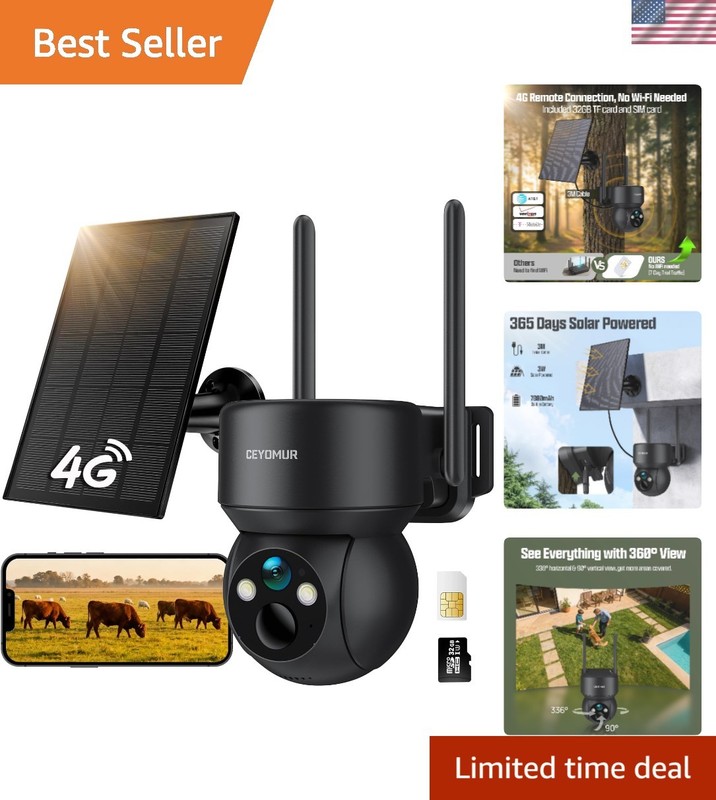 Security Camera Wireless Outdoor, 4G Security Camera with Built-in SIM Card |…