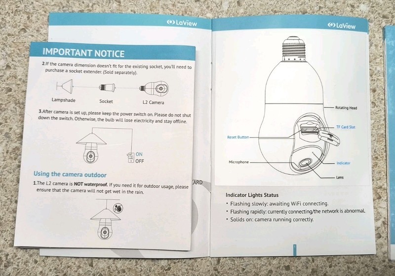 LaView Bulb Security Camera 2.4GHz, 360° Motion Detection 2-Way Audio Cloud & SD gallery