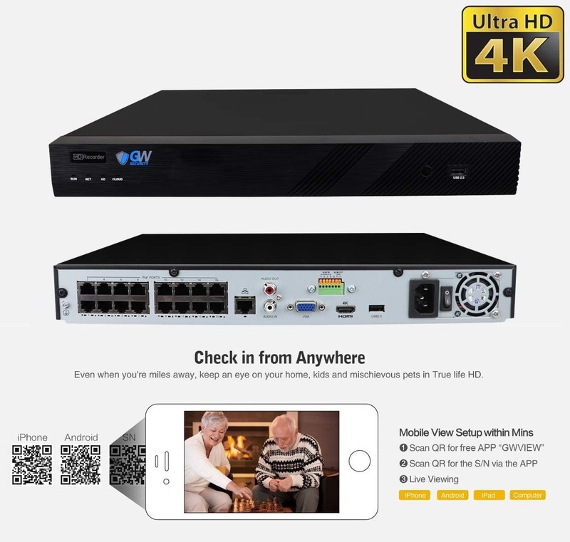 16 Channel NVR Security Camera System 12 4K 8MP AI IP Turret Camera Microphone gallery