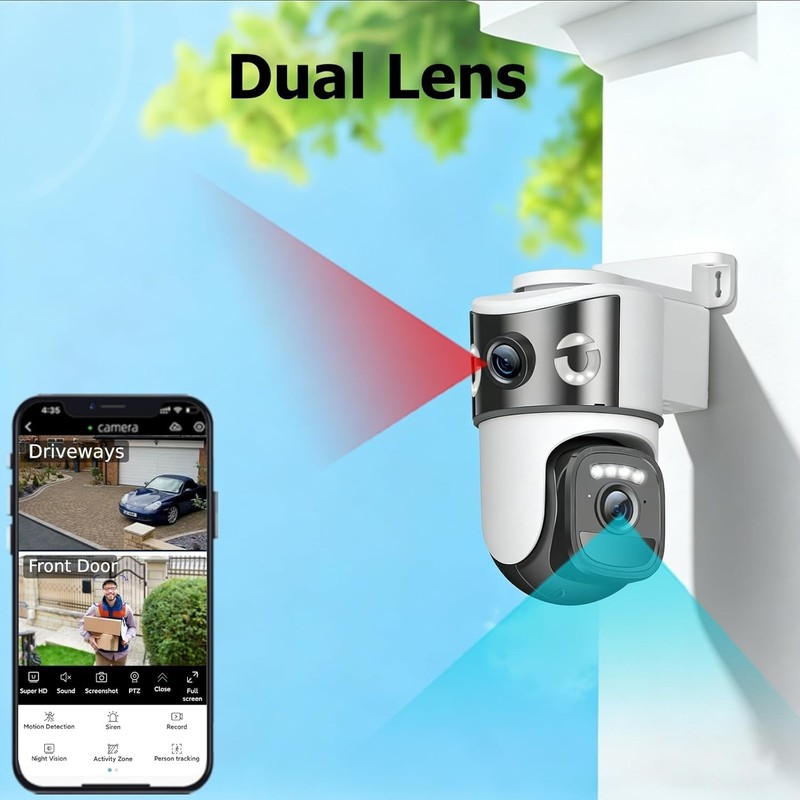 Dual Lens Wireless Solar-Powered Security Camera with 6MP Night Vision gallery