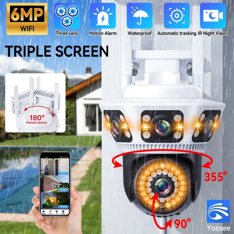 6MP WiFi Security Cameras Outdoor Surveillance Camera PTZ CCTV Camera System
