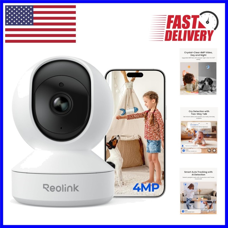4MP Indoor WiFi Security Camera with 360° Auto Tracking & Night Vision