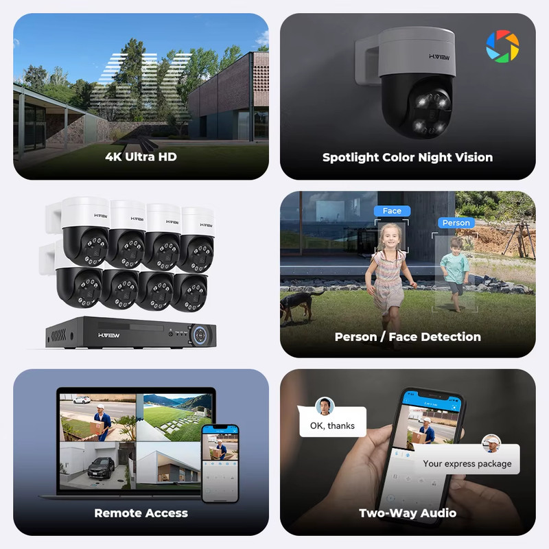 8CH 4K 5MP 8MP CCTV Security Camera System PTZ Home Video Surveillance Kit Outdo gallery