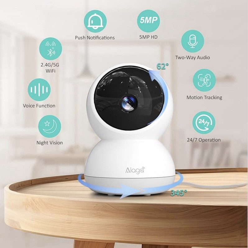 Alaga P50S Pan-Tilt Home Sucurity Wi-Fi Camera 5MP gallery