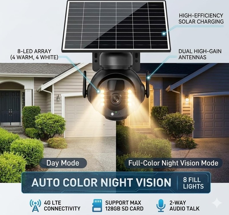 4K 8MP 4G LTE Cellular Security Camera, Outdoor Wireless Camera with Integrat... gallery