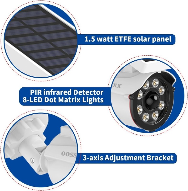 Solar Powered Outdoor Wireless Simulated Cameras Fake Camera Wire Free Solar ... gallery