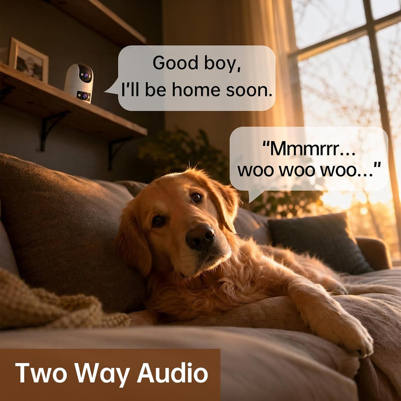 2K Dual Lens Indoor Outdoor Security Camera, 5Ghz/2.4Ghz Wifi Pet Camera with PT gallery